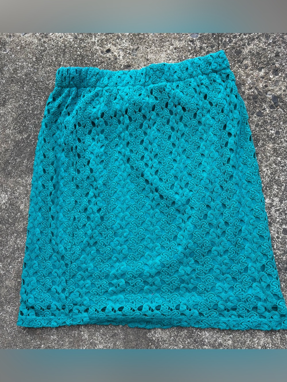 Cato Teal Crochet Lace Pencil Skirt